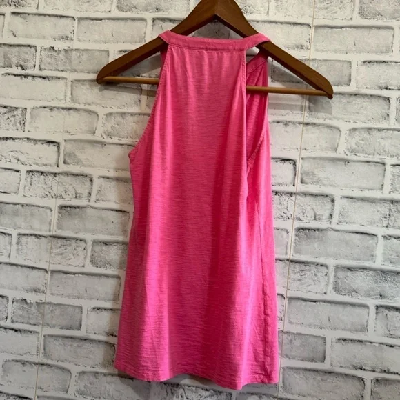 Lilly Pulitzer 100% Pima cotton sleeveless hot pink v-neck ruffle top size XXS - Picture 2 of 4